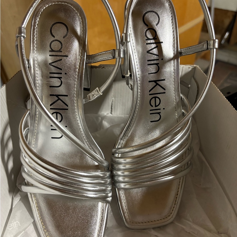 Calvin Klein Metallic Silver Heels
